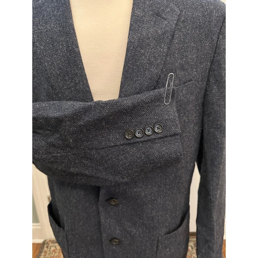 J Crew Ludlow 44R Blazer Charcoal Blue Moon Wool Blend Woven in Great Britain